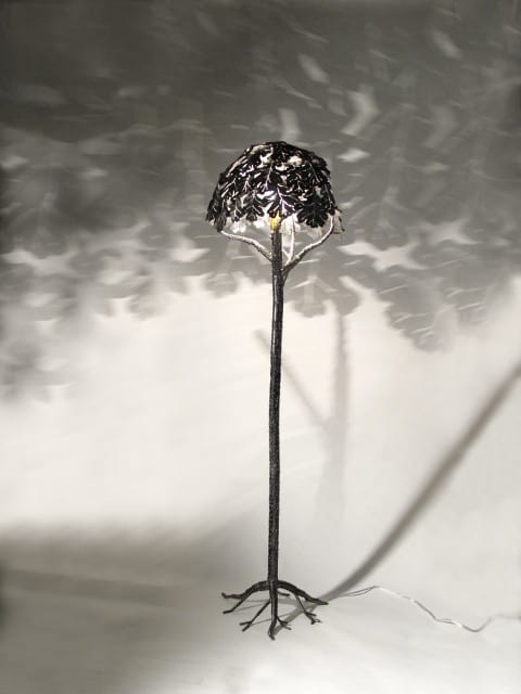 metal floor lamp with tree design