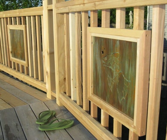 metal deck fence insert with fish