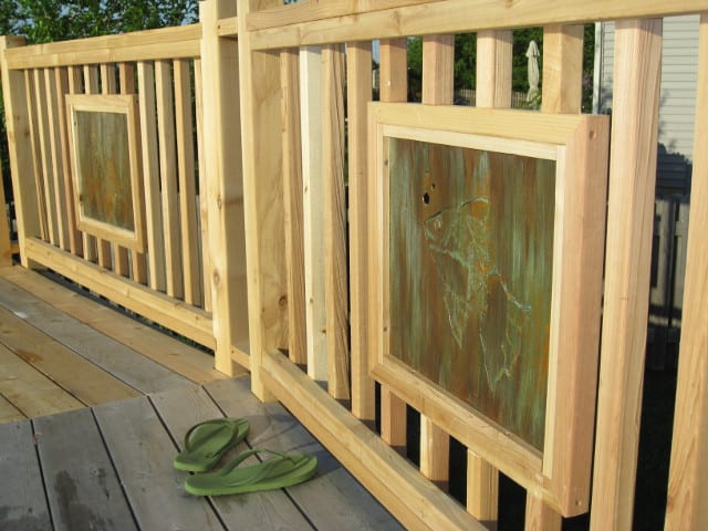 metal deck fence insert with fish