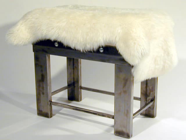 steel bench with wool cushion