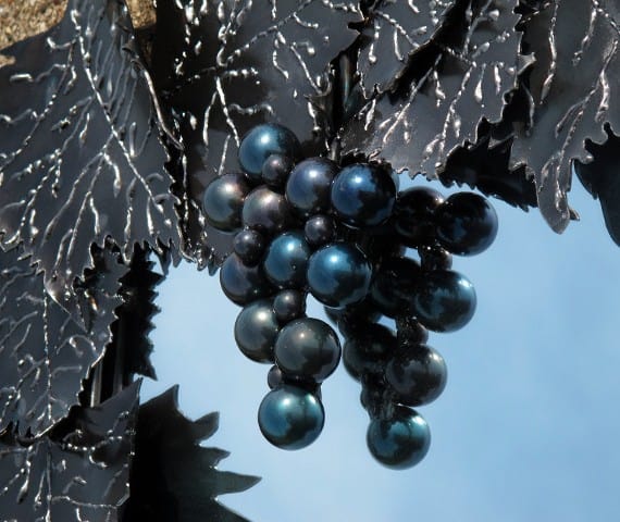 steel decorative mirror with leaves and grapes