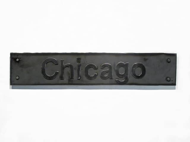 steel wall art chicago street sign