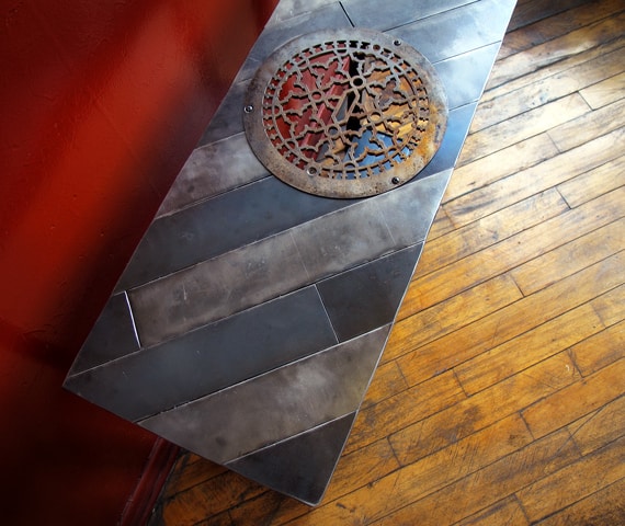 custom tall steel entryway table