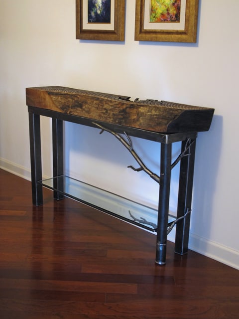 steel buffet table with wood