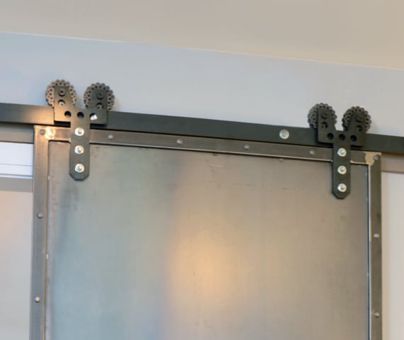 custom brushed steel barn door