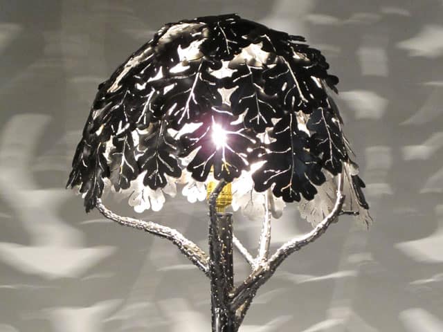 metal lamp with leaves