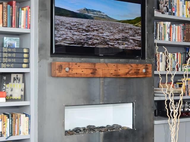 steel fireplace facade
