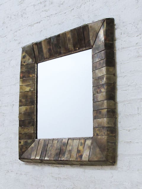square iridescent steel mirror
