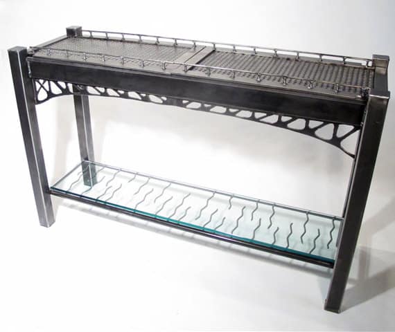 steel table inspired by bridge