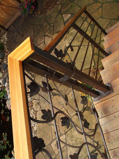 steel railing with leaf design