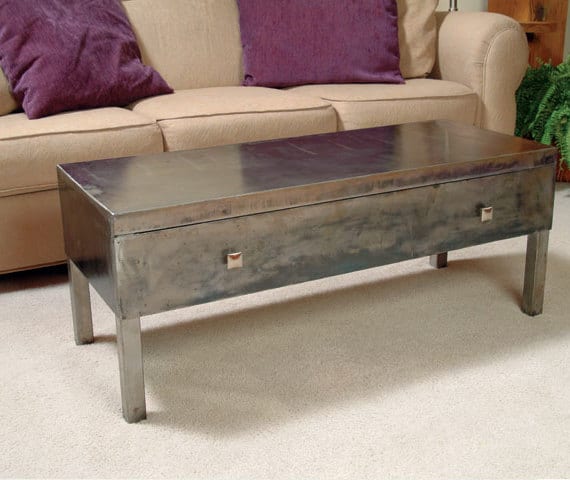 rectangular steel coffee table